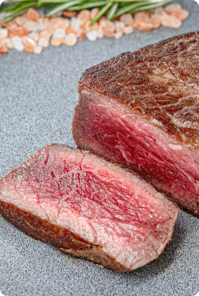 Sliced Holy Wagyu beef and prepared vegetables